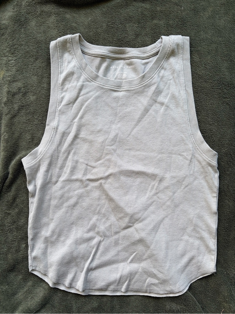 American Eagle Outfitters Light Gray Ribbed Muscle Tank